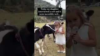 Girl interviews cow? 🐮🤔🐕&zwj;🦺 | Canine Companions #shorts #dog #shortsvideo  #goldenretriever