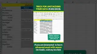 Trick for Unstacking Your Data | Excel Tips & Tricks #shorts #ytshorts #exceltips #advancedexcel