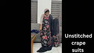 PRICE:1290+SHIPPING.UNSTITCHED CREPE SUITS.NO RETURN.AFNA FASHION HOME.BOOKING:7736970623..