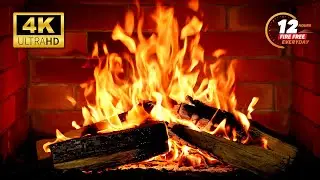 🔥 Cozy Fireplace at Home 4K (12 HOURS). Wood Burning 🪵 with Fire Crackling Sounds.