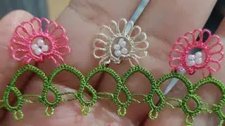 53.Boncuklu sıralı mekik oyası. muhteşem bir model.