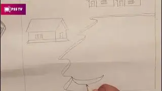How to Draw Simple Village Scenery with Houses and Trees | Easy Pencil Sketch Tutorial