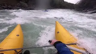 Skykomish Boulder Drop 6k CFS Catarafts Mark & Rick after work April 23 2021.
