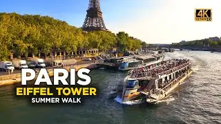 PARIS Вечерняя прогулка 4K - Эйфелева башня, Марсово поле и скрытые улицы на закате