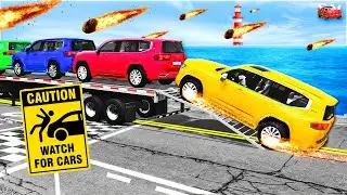 Smooth Truck + Trailer vs Speed Bumps &ndash; Satisfying Physics (beamng) #23 🔥💥
