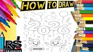 New year easy drawing, painting &coloring for kids&toddlers|Easy drawing tutorial|rsdrawings