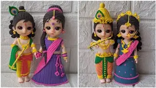 DIY Radhakrishnan Idol tutorial making with super clay🙏 #love#ytvideo#viralvideo#mkmorningart