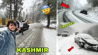 Heavy snow fall in kashmir pahalgam 😍|| cars sliding in Black ice 😥 || Affu kohli