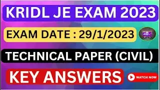 || KRIDL JE TECHNICAL PAPER ( CIVIL ) KEY ANSWERS || EXAM DATE 29/1/2023 ||