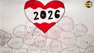 The heart of the future is built on the stones of the past. Drawing of a heart and 2026 year
