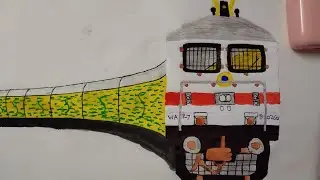 WAP-7 LOCO HAULING DURONTO EXPRESS PENCIL DRAWING.