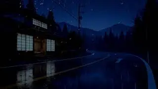 Gentle Morning Rain Sounds on a Quiet Road Near a Cozy House for Calm Focus and Fresh Start