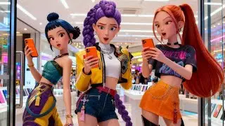 Девушки из K-POP DEMON HUNTERS посещают магазин телефонов, чтобы оценить новенький iPhone 17 Pro ...