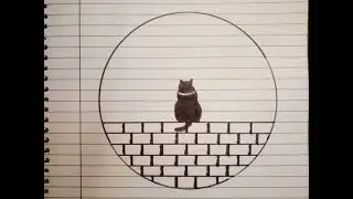 How to draw a circle sketch with cat and moon// step by step circle drawing// Easy circle drawing