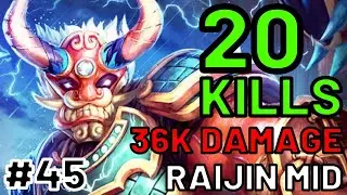 20 KILLS 36K DAMAGE Raijin Mid Gameplay - Smite Conquest Victory #45