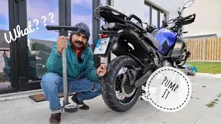 Inflating Motorcycle Tyre with Bicycle Pump