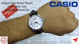 WW0054 Casio Enticer Day Date Leather Belt Watch MTP-1381L-7AV Unboxing & Hands On