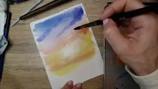 PAINT WITH ME: WATERCOLOR SUNSET SKY FULL EASY TUTORIAL 