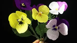 Bella’s Craft/How to make Pansy by crepe paper/ hướng dẫn làm hoa panse bằng giấy nhún