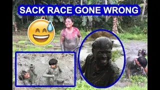 Super Funny Sack Race Turned into a Free Mud Spa 😂 #funny #sackrace #comedy #mrbeast