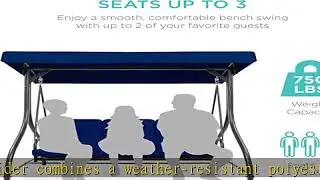 Best Choice Products 3-Seat Outdoor Large Converting Canopy Swing Glider, Patio Hammock Lounge Chai