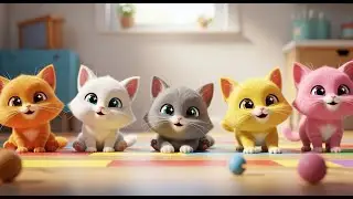 Cinq Petits Chatons Ronronnent | Chanson Douce des Animaux pour Bébés