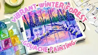 ❀ Let's paint a vibrant winter forest! ❀ paint with me | gouache ❀