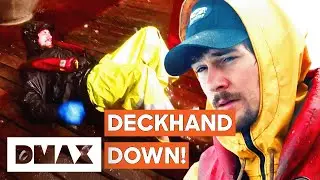 Falling Ice On The Seabrooke Takes A Deckhand Out Of Commission! | Deadliest Catch