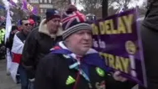 UK / Belgium / France - Brexit - Angry scenes as rival Brexit groups protest / May: 'Robust' but 'co