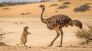 WILD Ostrich Takes on Sassy Meerkat? #vairalvideo #animals #africanadventure #trendingvideo #africa