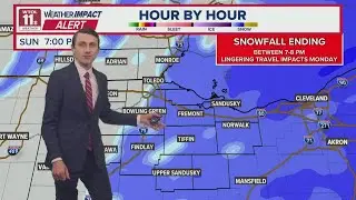 Snowfall coming to an end Sunday evening; Weather Impact Alert Days into Tuesday | WTOL 11 Weather