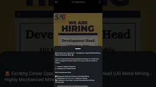 Development Head Job in Underground Metal Mining | Hiring in Udaipur ⛏️ #MiningJobs @MagicalMining
