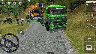 Ud quester long trailer truck, load crane on narrow rural roads || bus simulator indonesia