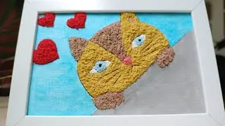 Cat Ojos Azules on Texture easy art with tissue paper #art