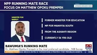Bawumia's Running Mate: Dr. Matthew Opoku Prempeh is the most preferred candidate - NIB Survey