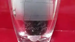 Handblown Kalmar Crystal Vase Etched A. Lincoln Presidental Statue 5 in x4 in