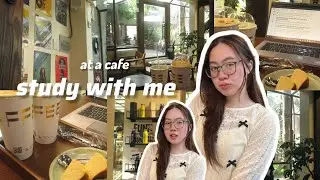 📚STUDY WITH ME AT A CAFE (25-5 pomodoro, ambient cafe music)