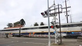Amtrak CDTX 8304 San Joaquins 714 Departs East - S San Joaquin St. Railroad Crossing Stockton CA
