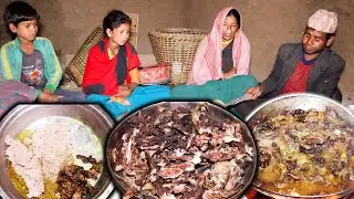 dharme brother family cooking buff dry meat curry & Rice || @junglefamilycooking