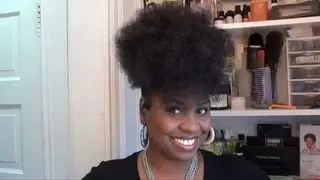 Protective Style Dramatic Updo with Model Model Marimba Girl Drawstring Ponytail