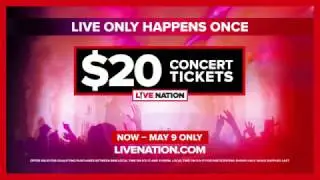 Live Nation $20 Ticket Offer 2017