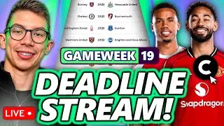 GABRIEL IN! + TEAM REVIEWS! FPL GAMEWEEK 19 DEADLINE STREAM!