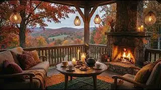 Cozy Autumn Cabin Ambience with Fireplace | Jazz Instrumental for Relaxation
