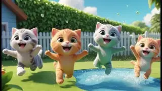 Six Little Kittens Jumping in the Pool | Fun Pool Party Song for Kids | Splashing Kitten Adventure