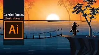 How to create Warrior fantasy vector landscape illustration using adobe illustrator