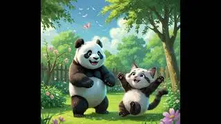 cute panda and cat #cute #cat #panda #ytvideo
