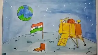 Chandrayaan 3 drawing / Vikram lander / pragyan rover drawing / India on the moon ISRO /I Love INDIA