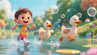 Ten Little Ducks Splashing Around | Fun Duck Nursery Rhyme for Kids | Counting and Sing-Along Song