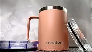 Insulated coffee, travel mug stainless steel with handle and lid  video
