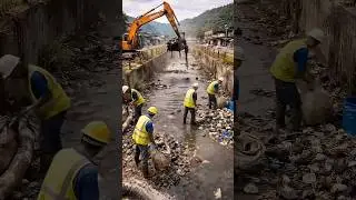 Cleaning and Restoring a Forgotten Drainage Canal#shorts #satisfying
